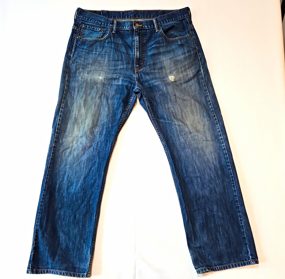 Levi's Men’s Blue Medium Wash Denim Jeans Straight Leg Loose Fit 5-Pocket 38x34